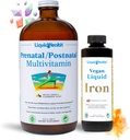 LIQUIDSUNDHED Prenatal Baby Booster Graviditet Vitamin Bundle - Vegansk Kvinder Prenatal / Postnatal Multivitamin med SunActive & Ferrochel Iron, Folate, Hele fødevarer - Made in USA, 100% Vegan (Bundle)