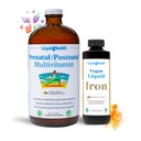 LIQUIDSUNDHED Prenatal Baby Booster Graviditet Vitamin Bundle - Vegansk Kvinder Prenatal / Postnatal Multivitamin med SunActive & Ferrochel Iron, Folate, Hele fødevarer - Made in USA, 100% Vegan (Bundle)