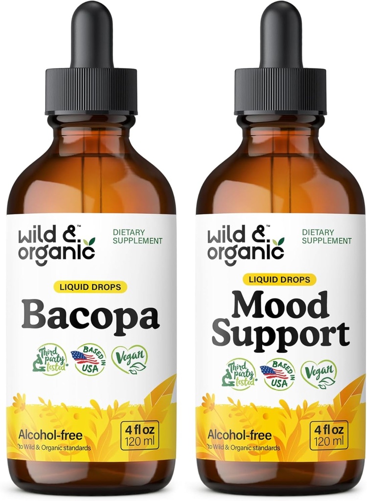 Wild & Organic Bacopa Tinktur 4 fl oz & Mood Support Tinktur 4 fl oz