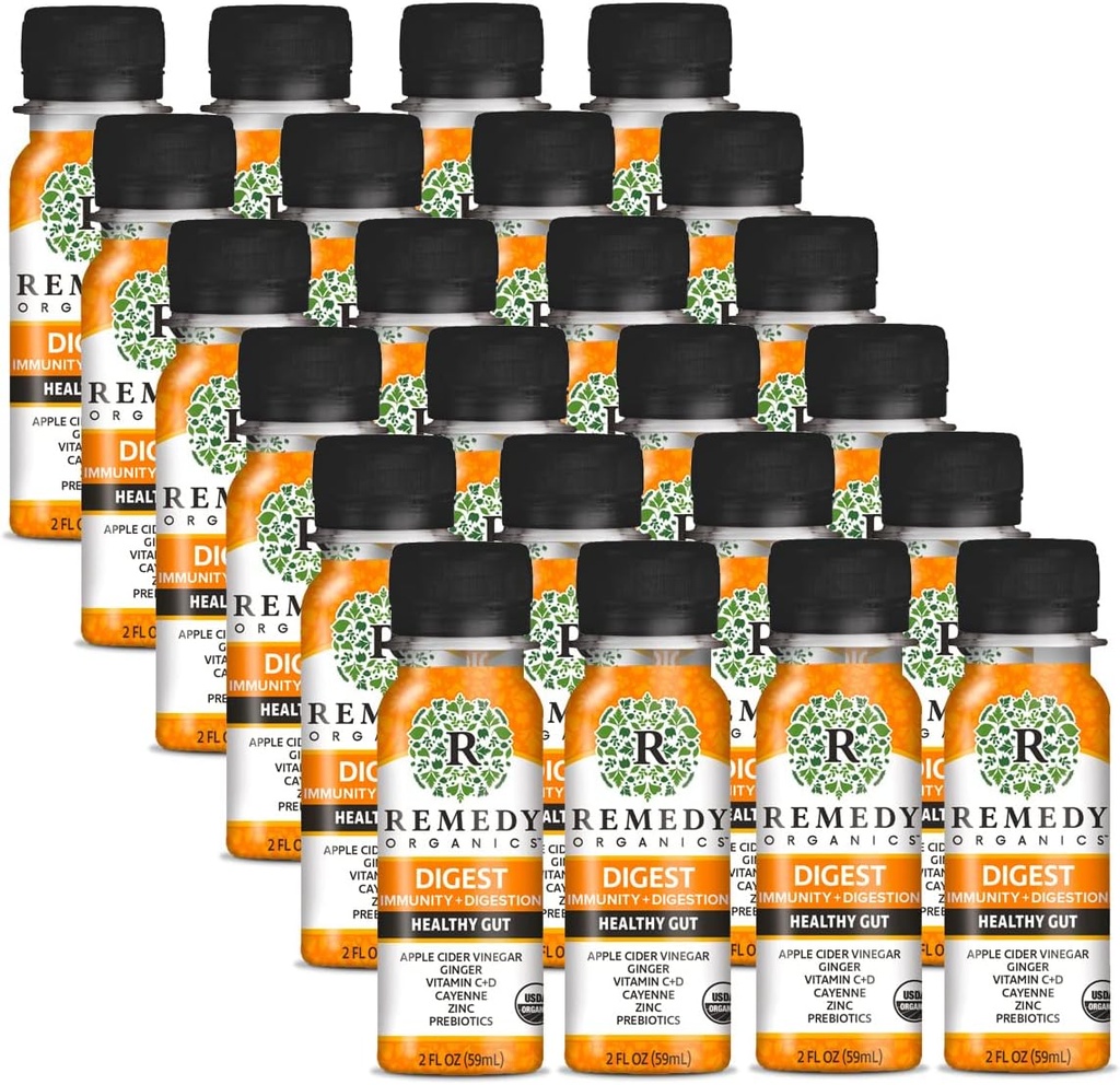 Remedy Organics Immunity Plus Shot, Digest 24- Pack Medic124; Boost Energy, Brain Function, Afgiftning, og Metabolisme Medic124; Certified- Organic Ingredients