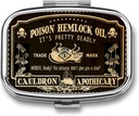 Metal 2 Segment Pill Organizer Travel Friendly Portable Compact Pill Box Cute Pill Case til at holde vitaminer / Fish Oil / Kosttilskud / Meds / Tablet til purse / Pocket (Vintage Poison Label)