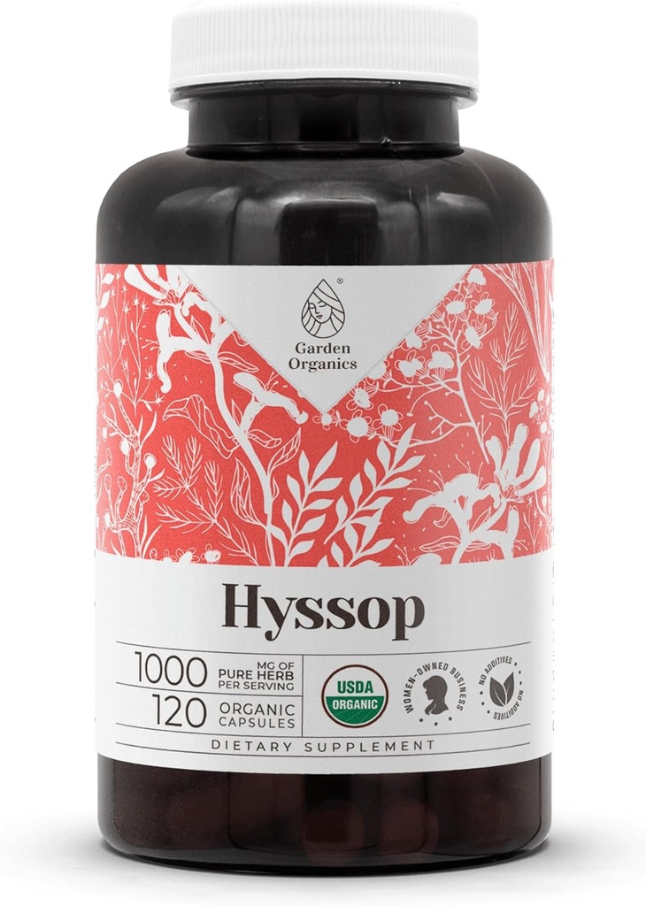 Hyssop 120 Kapsler 124; High- Potency Kapsler, Urtemedicin Kosttilskud 124; Lavet med Vegetabilske Kapsler og USDA Organic Hyssop (Hyssopus officinalis) Tørret urt (120 Kapsler)