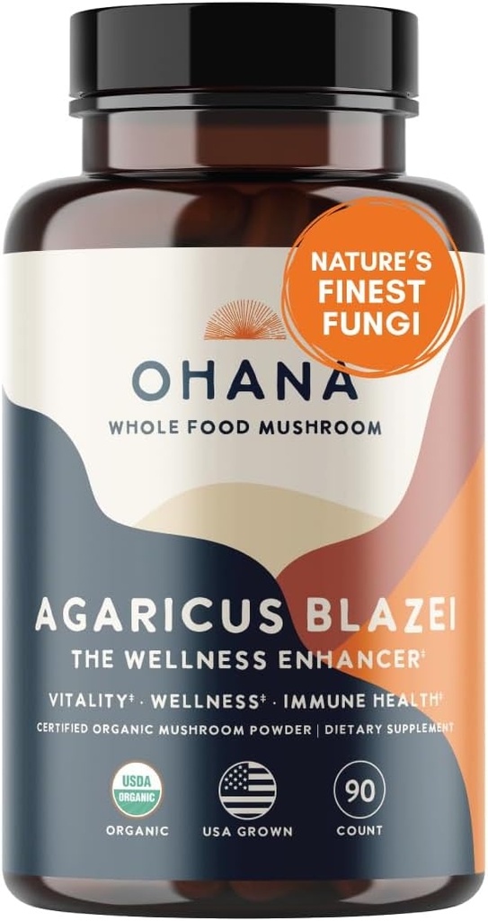 Aloha Medicinals Pure Agaricus Blazei 500 mg 90 Vegetariske kapsler Certificeret Organisk