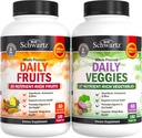 Daglige frugter og grøntsager Supplement for kvinder og mænd - 47 hele fødevarer Frugt og grøntsager - Diverse Natural Balance of Vitaminer Minerals and Noni - 180 Frugtkapsler, 180 Veggie kapsler (2 Pack)