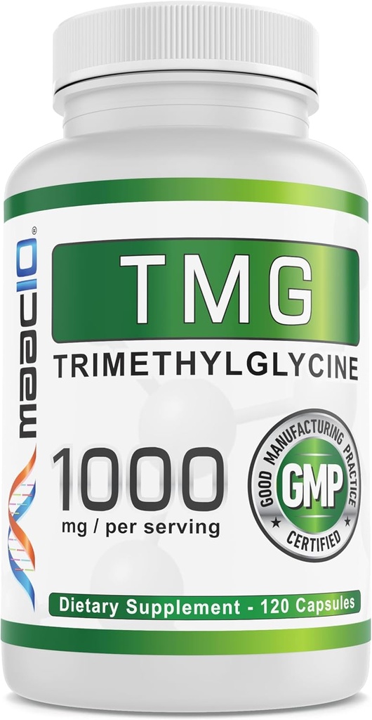 MAAC10 TMG 1000MG NSF Certified Supplement- 124; Trimethylglycin eller betain Annex- 124; Methylering, homocystein og leverstøtte (120 kapsler)