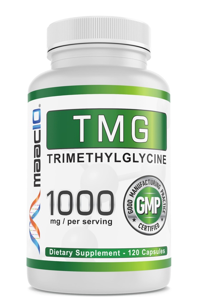 MAAC10 TMG 1000MG NSF Certified Supplement- 124; Trimethylglycin eller betain Annex- 124; Methylering, homocystein og leverstøtte (120 kapsler)