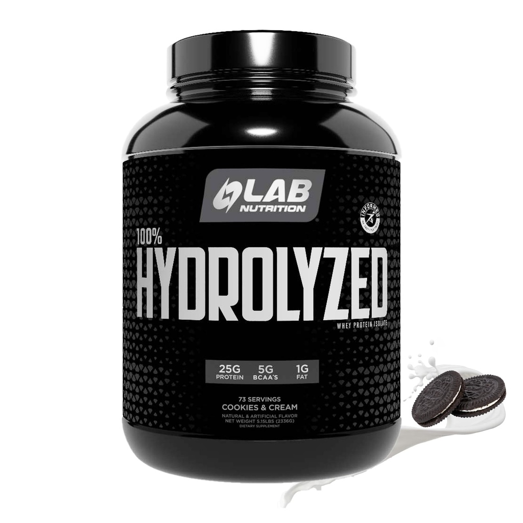100% hydrolyseret Whey Protein Isolate (5 punds, Cookies og Cream Flavor) 25gr Protein, Build Muscle, Lean Muscle Growth, Easy fordøjelse, Gluten Free, Lactose Free, Hurtig Absorbing.