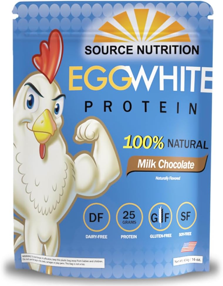 1 LB Egg White Protein Powder by Source Nutrition - 25 Bedste Protein, Build Lean Muscle, Dairy Free - Milk Chocolate