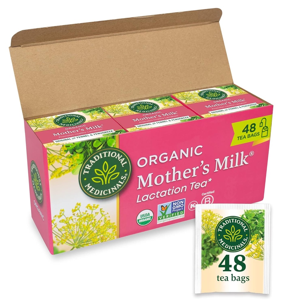 Traditionelle Medicinals Tea, Økologisk Moders Mælk, fremmer sund amning, Amning Support, 48 Tea Tasker (3 Pack)