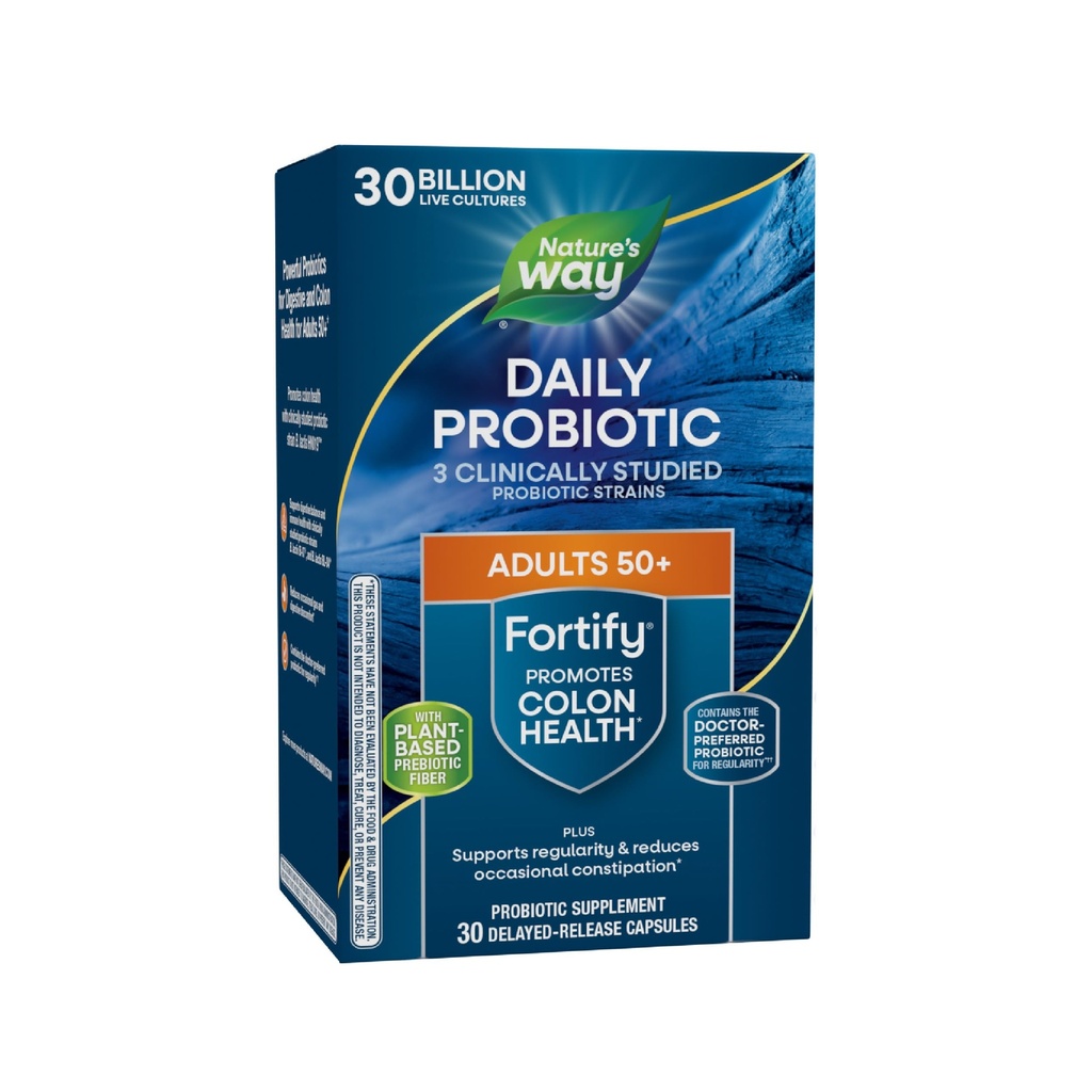 Nature 's Way Fortify 50 + Daglig Probiotisk for mænd og kvinder, 30 Millioner levende kulturer, kolon, fordøjelse, og immunforsvar support * Supplement, 30 kapsler