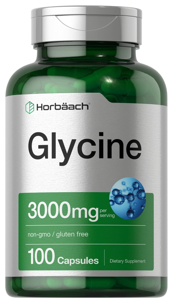 Horbäach Glycine 3000mg Supplement | 100 Powder Capsules | Non-GMO, Gluten Free