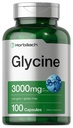Horbäach Glycine 3000mg Supplement | 100 Powder Capsules | Non-GMO, Gluten Free