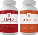 PURE ORIGINAL INGREDIENSER HMB og L- Leucin Bundle, 100 kapsler Hver, Altid Rene, Ingen tilsætningsstoffer eller Fillers