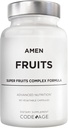 Amen Frugter, Daglige Frugter Vitamin Kosttilskud, Over 20 Hele Frugt Ekstrakter - Rå Multivitamin, Bær, Antioxidant Polyphenoler Superfood & Flavonoider - Ikke-GMO - 90 Kapsler