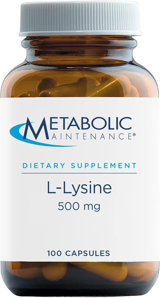 Metabolisk vedligeholdelse L- Lysin - 500mg Aminosyretilskud, Vegan + ingen fyldstoffer - immunforsvar, ben + forbindelsesvævsunderstøttelse (100 kapsler)