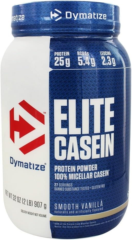 Dymatize Nutrition - Elite Casein Protein Powder 100% Micellar Casein Glat Vanilla - 2 lbs.