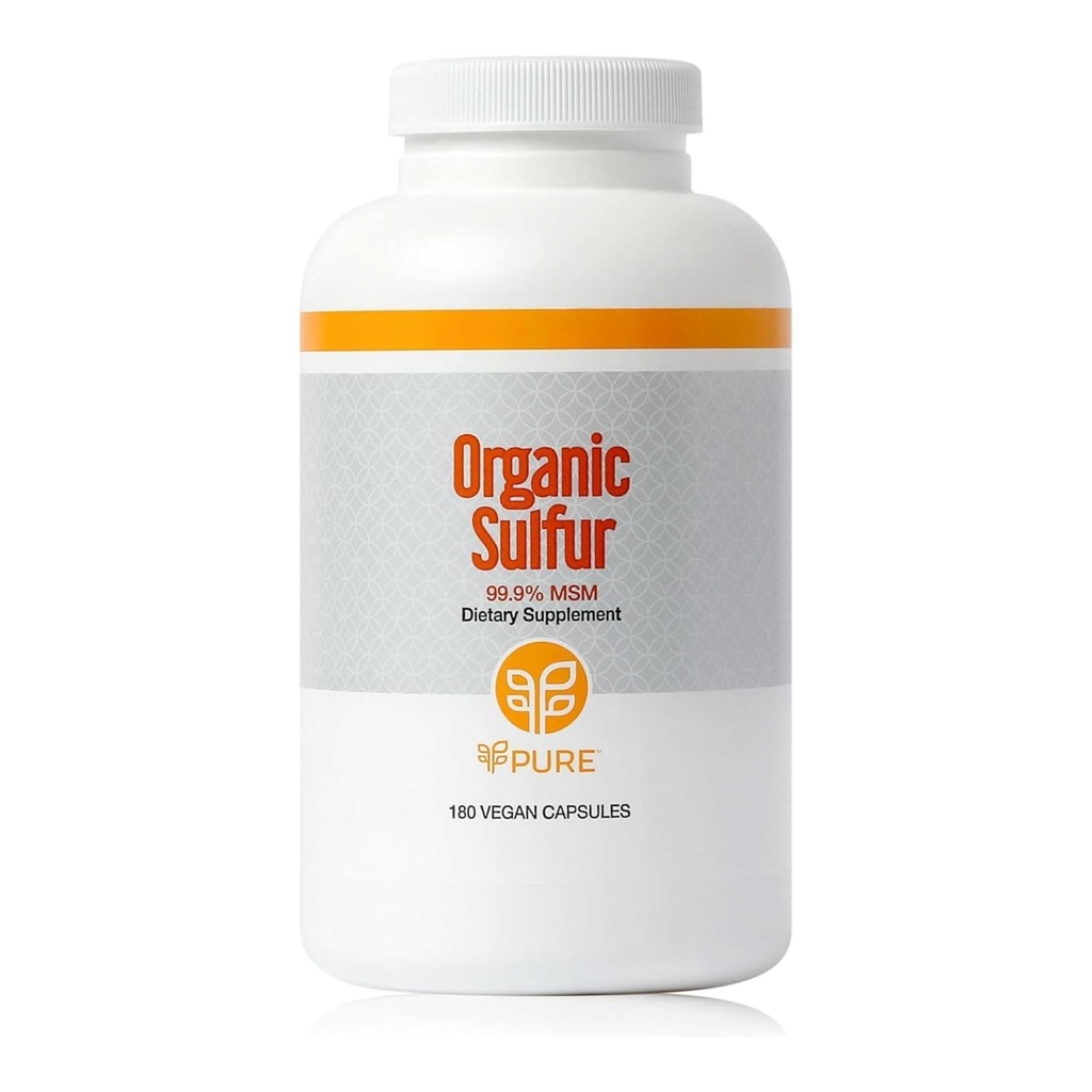 PURE-124; Organic Svovl MSM-124; 180 Kapsler-124; Premium MSM-pulver til fælles sundhed - 124; MSM-pulver til hårvækst og til forbedret sundhed af hår, hud og negle-124; Vegan, non-GMO, og gluten fri