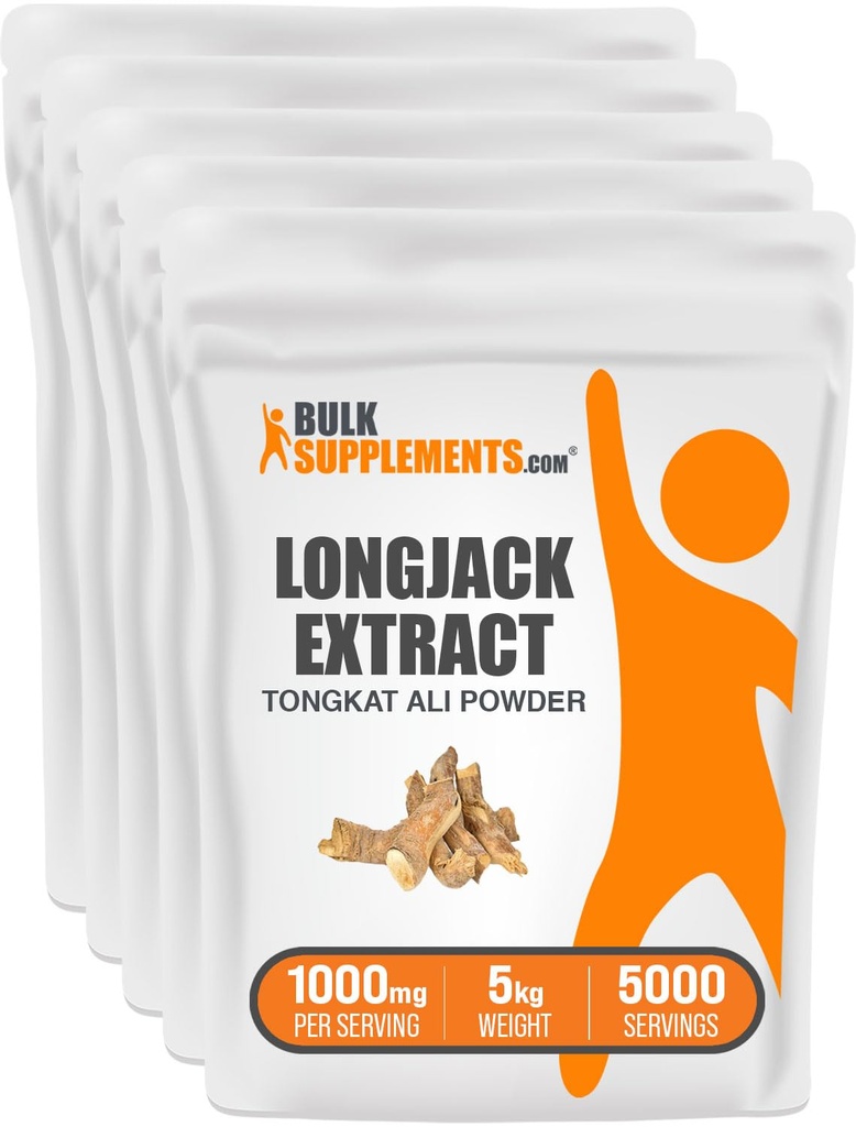 Bulkadditions.com Longjack Extract Powder - Tongkat Ali Extract, Longjack Tongkat Ali Powder - Tongkat Ali for mænd og kvinder, Gluten Free - 1000 mg per Serving, 5kg (11 lbs) (Pack of 5)