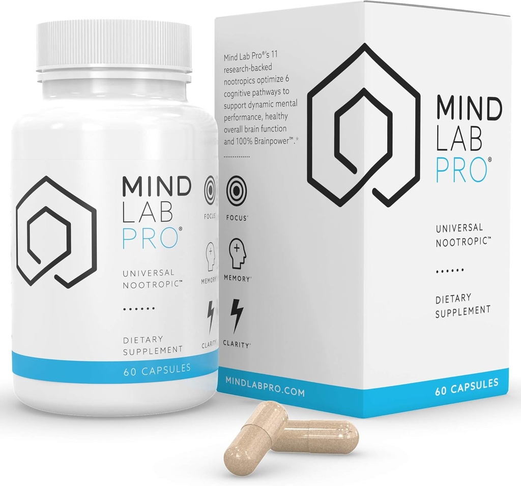 Mind Lab Pro ® Universal Nootrop ™ Brain Booster supplement til fokus, hukommelse, Clarity, Energi - 60 kapsler - Plantbaserede, naturligt sourced hukommelse vitaminer for bedre hjernesundhed