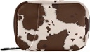 OTVEE Beige Brown Cow Print Pill Case Bag, Vitamin Organizer Medicin carriing sag for rejser