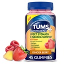 TUMS Plus Upset Mave & Kvalme Support, Kosttilskud, Ginger Berry - 45 Greve