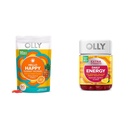 OLLY Hello Happy Gummy Worms, Mood Balance Support, D-vitamin, Safran, Voksen Chewable Supplement & Extra Strength Daily Energy Gummy, Koffein Free, 1000mcg Vitamin B12, CoQ10, Goji Berry