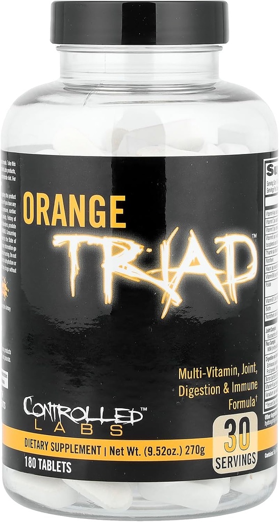 CONTROLLED LABS Orange Triad Daily Multivitamin, Iron Free Sports Supplement til træning, fordøjelse, immunforsvar og Joints, 45 serv - tabletter (180 greve (pakke med 1))
