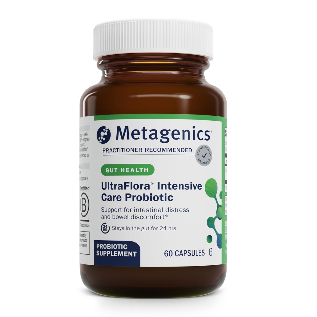 Metagenics UltraFlora Intensive Care Probiotic - Probiotic for fordøjelsessygdomme * - for lejlighedsvis irritation og tarmbesvær * - immunforsvar * - Non- GMO & gluten- fri - 60 kapsler