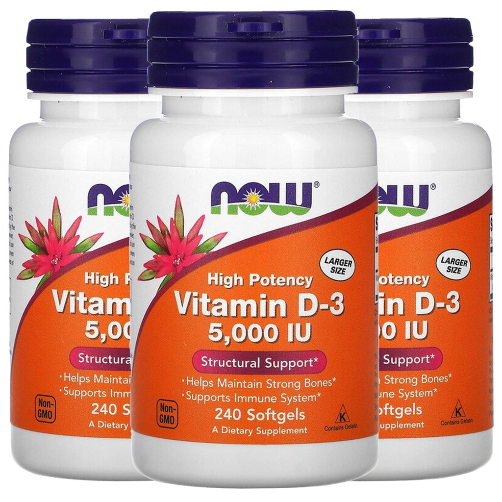 D3- 5000 IE, 240 Softgels, pakning med 3 stk.