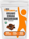 BulkSupplements.com Organic Chaga Mushrooms Powder - Chaga Mushroom Supplement, Superfood Supplement - Vegan & Gluten Free, 500mg per Serving, 250g (8,8 oz) (Pack of 1)