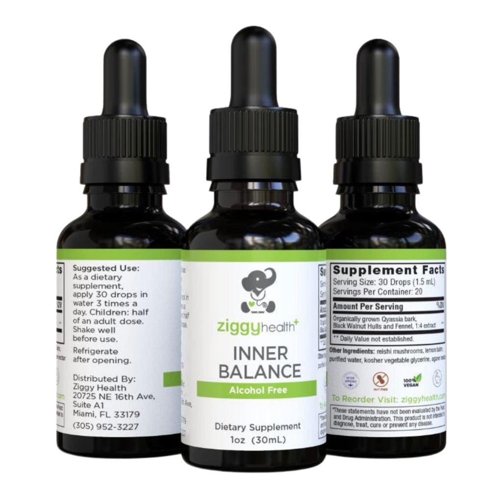 Ziggy Health Inner Balance Tinktur - Intestinal Support Movement Formel, Black Walnut Liquid, Farlig Organisme Cleanse, Herbal Remedy, Supplement, Gluten Free, 1oz