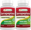 Bedste Naturals Serrapeptase 40000 SPU 180 Kapsler (180 Tæl (pakke med 2))
