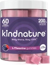 Kindnature L- Theanine Gummies 200mg - Vegansk Calm & Focus Supplement for voksne og børn i alderen 4 + - Blandede berry tyggetabletter, lavt sukker, non-Drowsy *