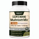 ZEBORA Lions Mane Supplement Capsules - Mushroom Supplement with Lions Mane, Cordyceps, Reishi, Turkey Tail, Shiitake - Lion's Mane Mushroom for Memory, Focus & Immune Support - 119 Vegan Capsules