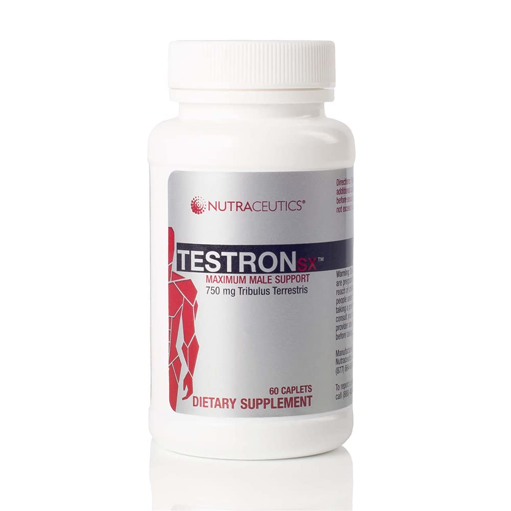 TestronSX - Testosteron support med 750mg Tribulus Terrestris - øger mandlige vitalitet, Stamina & ydeevne - 60 kapsler