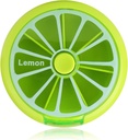 Kreativ Portable Mini 7 Dag Ugentlig cirkulær form Rotary Cute Fruit Style Pill Storage Case Box (Lemon)
