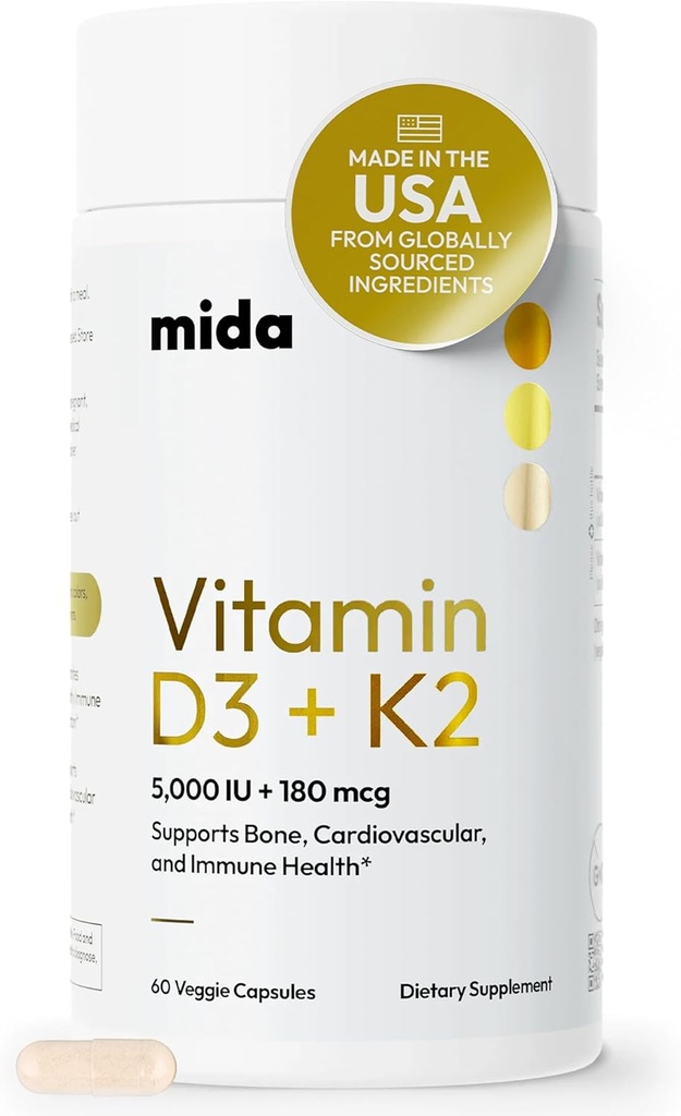 Mida Health ® D3 K2 vitamin 5000 IE med MK- 7