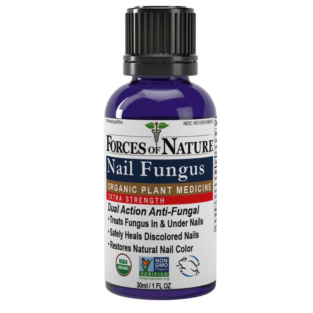 Forces of Nature Toenail Nail Svampebehandling Extra Strength, Organic Antifungal Restores Udseende af Toenails og Fingernegle, Homøopatisk medicin til Cracked, Tør og skadede Nails, 1.0 FL OZ