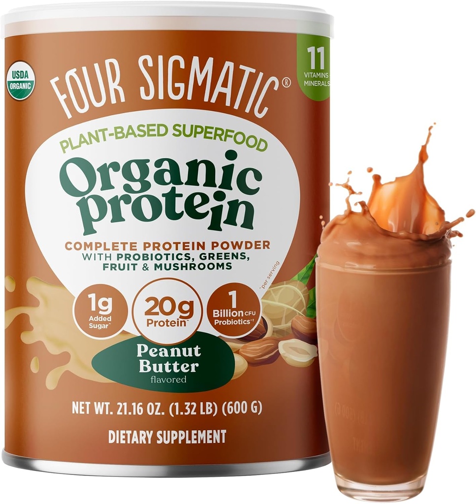 Fire Sigmatic Organic Plant- baseret protein pulver jordnøddesmør protein med løvens Mane, Chaga, Cordyceps og mere Buddy 124; Clean Vegan Protein Forhøjet for hjernefunktion og immunforsvar