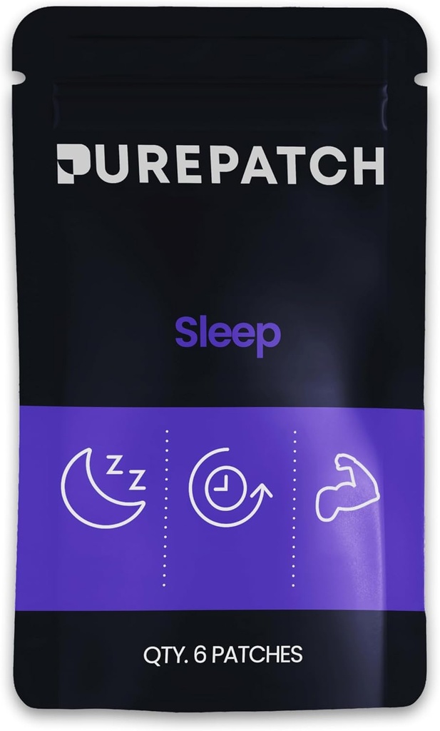 Pure Patch Sleep Patch - Plant- baseret Vegansk tematisk Patch - Magnesium Glycinat - GABA - L -Theanin - Apigenin - Ikke-Ingestible - Vand- resistent - Let på huden - Gluten Free - Lavet i USA -6 Patches