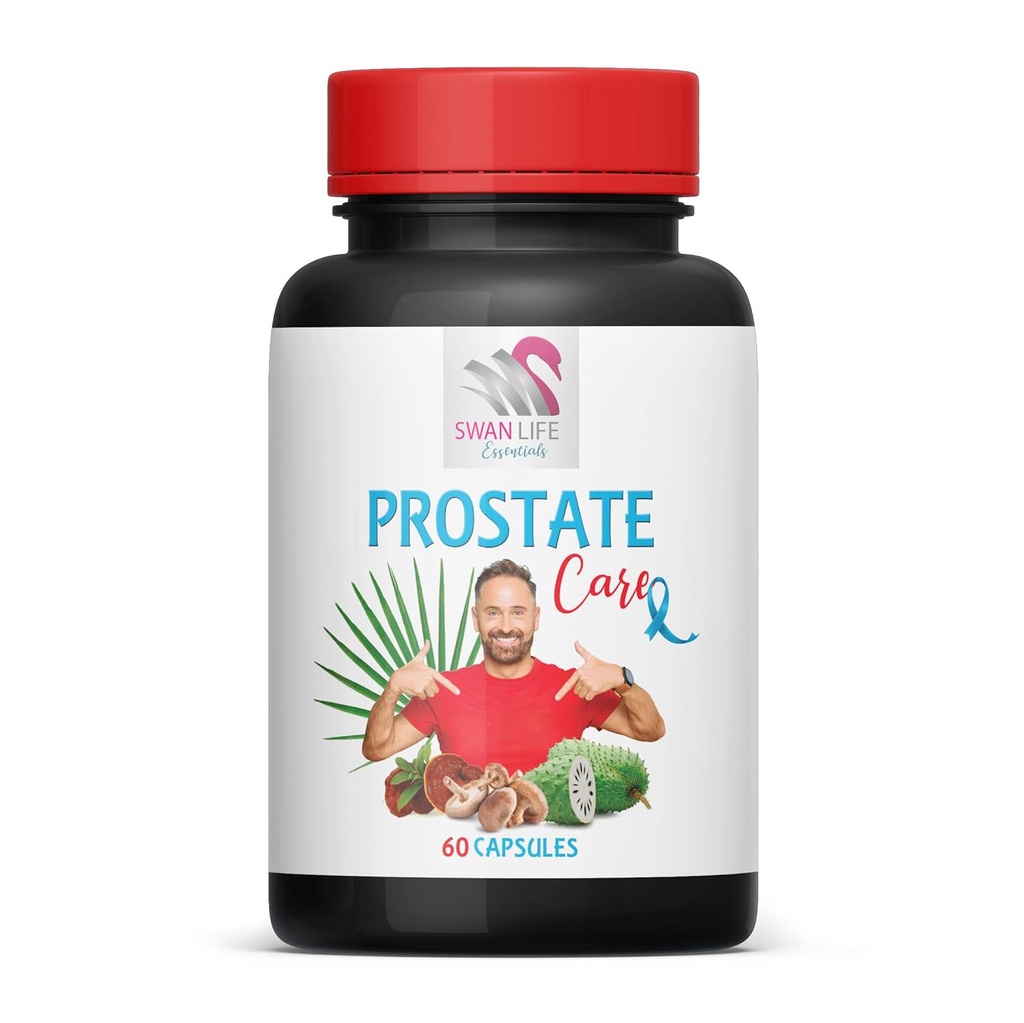prostata support supplement til mænd - PROSTATE CARE PILLS - nælde blad, Saw Palmetto, Rød Hindbær, Graviola, Green Tea Leaf, Maitake Mushroom, Reishi, Shiitake Mushroom, Vitamin B- 6, 1 B 60 Caps