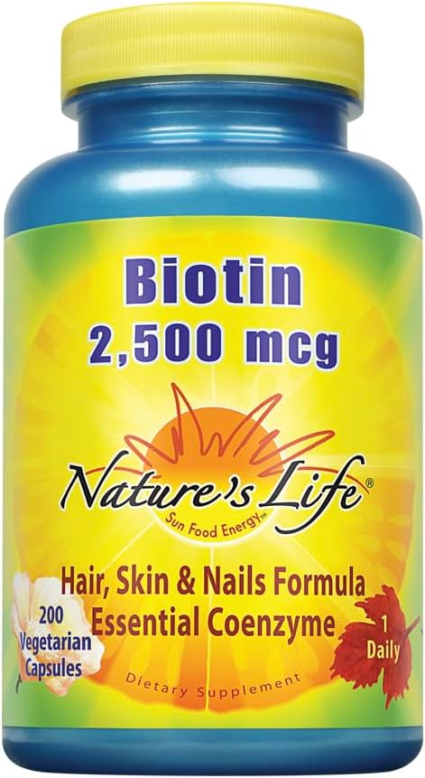 Nature 's Life Biotin 2500mcg Beeg 124; sundt hår, hud, negle & Metabolisme Support