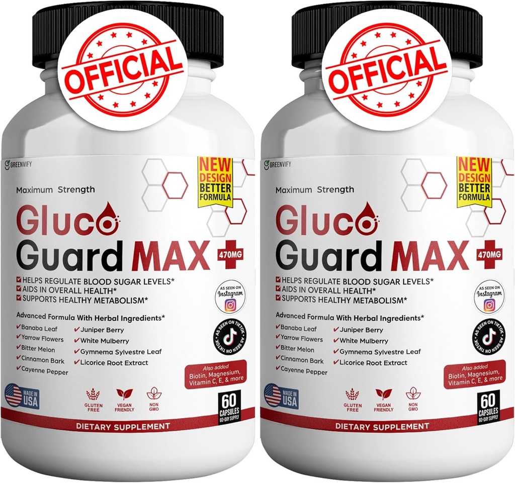 Gluco Guard Max Daily Wellness Support med vitaminer, mineraler og urter - Chrom, Magnesium, Banaba, Bitter Melon, og zink - Non-GMO, Gluten- Free - 120 Kapsler