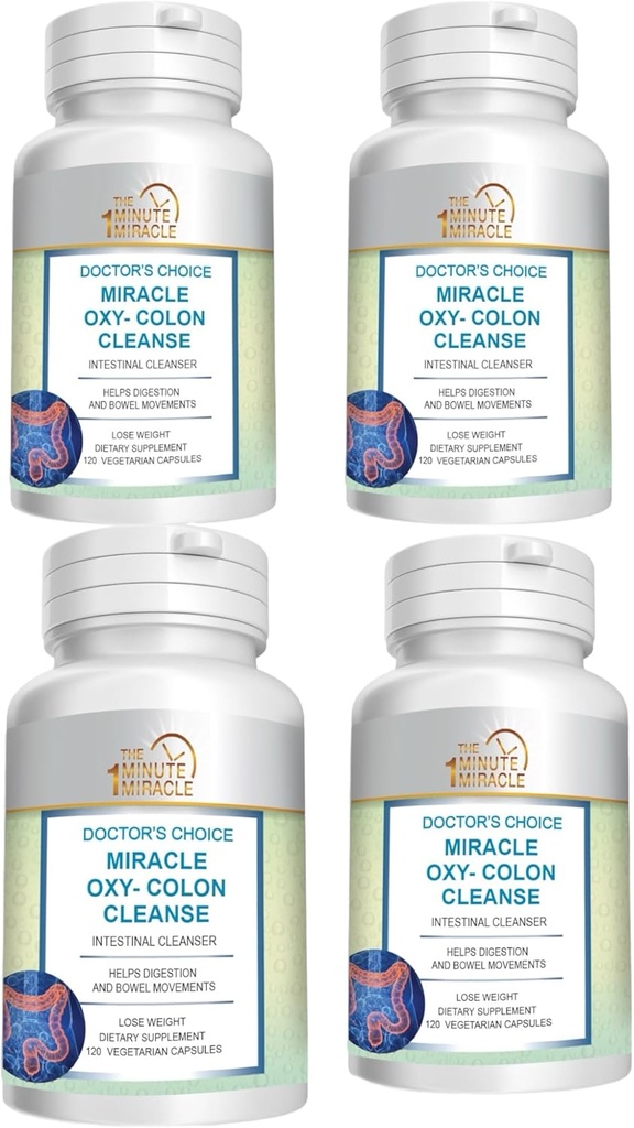 Miracle Oxy- Colon Cleanse Vegan Colon Cleanser - 4 flasker - 120 vegetariske kapsler.