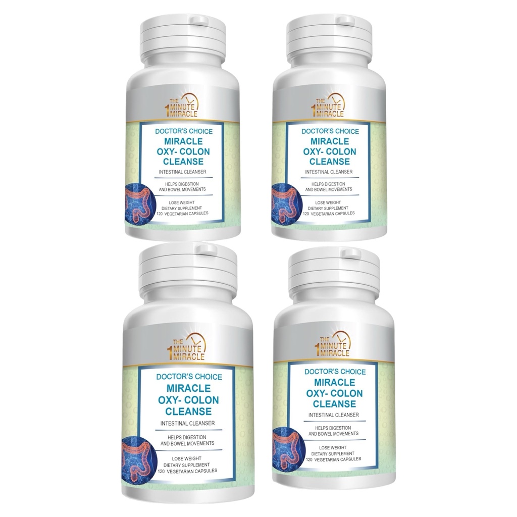 Miracle Oxy- Colon Cleanse Vegan Colon Cleanser - 4 flasker - 120 vegetariske kapsler.