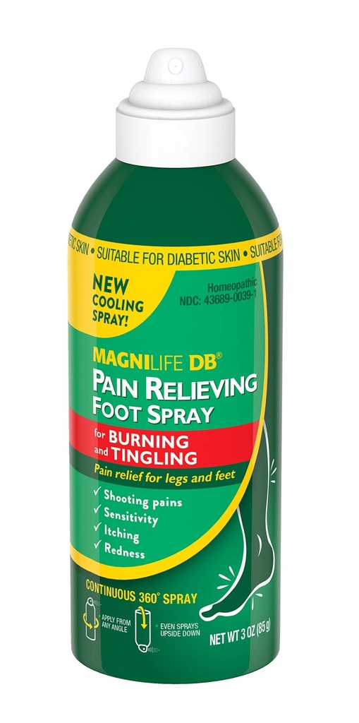 MagniLife DB smertestillende fodspray, naturligt kølende smerte lindring til Soothe Burning og Tingling, Egnet til Diabetic Skin - 3oz