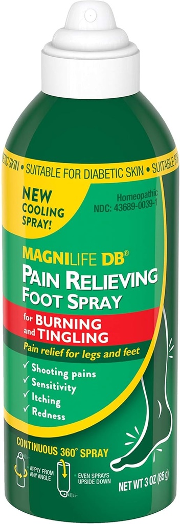 MagniLife DB smertestillende fodspray, naturligt kølende smerte lindring til Soothe Burning og Tingling, Egnet til Diabetic Skin - 3oz