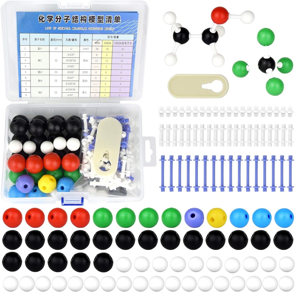 136stk Organic Kemi Molecular Model sæt for studerende og lærer Uorganisk & Organic Akademisk Kemi Uddannelse 59 Atomer & 76 Links bonds & 1 Link Atoms Remover