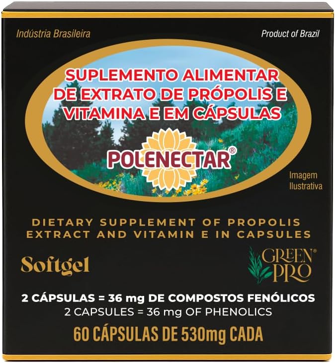 16 Pakke Polenectar Brazil Green Bee Propolis 60 Softgels 300mg - New Packaging