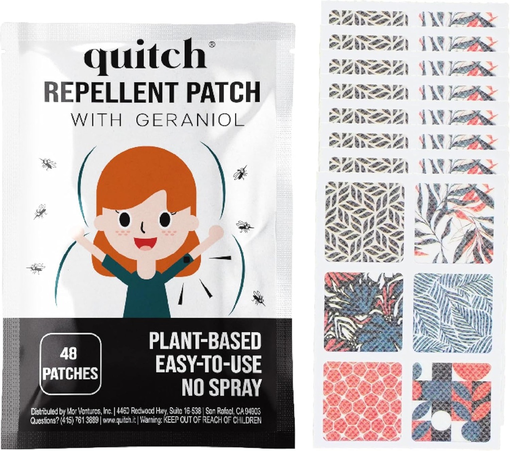 Quitch Natural Mosquito Repellent Stickers for Kids & Voksen124; geraniol Bug Patch